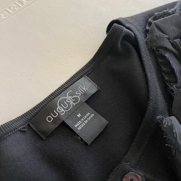 August Silk Black Soft Embellished Floral Detail Button Front Cardigan Sweater - Picture 7 of 12